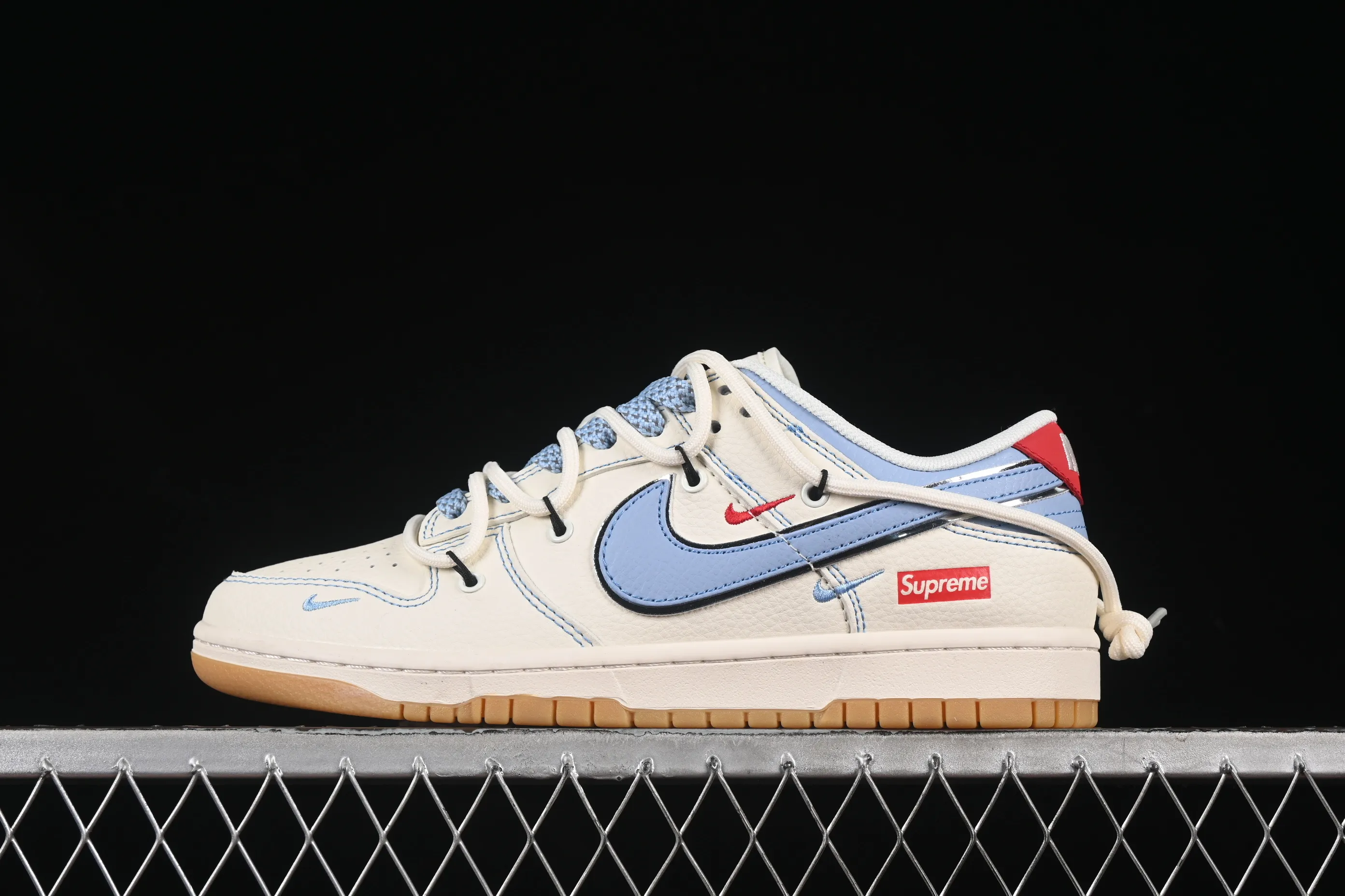 All Categories Nk SB Dunk Series Nk SB Dunk Low High-end Customized Low-top Shoes Nike SB Dunk Low Sup Series Strap Beige and Blue Hook Anniversary High-end Customized Low-top Casual Shoes FC1688-216